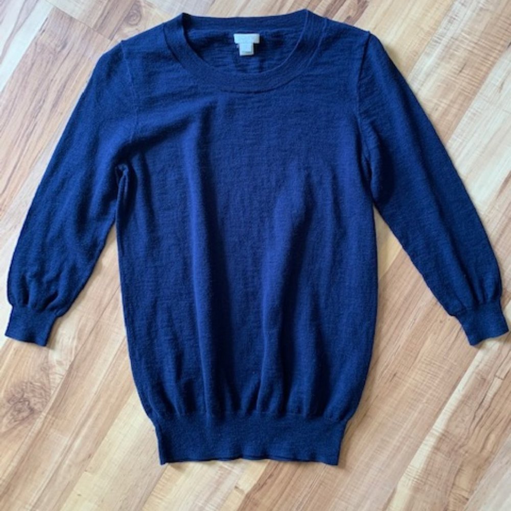 J. Crew Factory navy 3/4 sleeve crew neck sweater